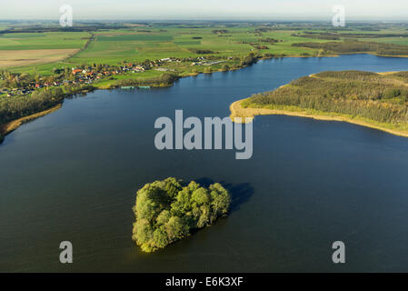 Vue aérienne du lac Müritz Kleine, avec une forme de coeur, l'île de Rügen, Sneek, Mecklembourg-Poméranie-Occidentale Banque D'Images