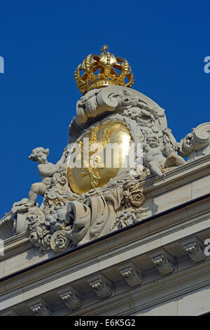 Aigle prussien avec une couronne sur le Palais de la ville, reconstruite Potsdam Potsdamer Bruhl, siège du gouvernement de l'état de Banque D'Images