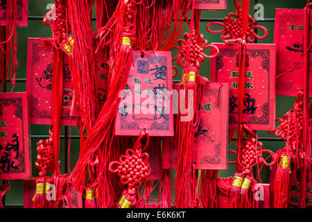 Cartes chinoise rouge qui souhaitent, Beijing, Chine Banque D'Images