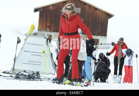 La famille royale néerlandaise sur leurs vacances d'hiver chaque année à Lech. Comprend : Reine Maxima Où : Lech, Autriche Quand : 17 Mars 2014 Banque D'Images