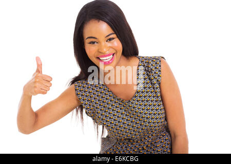 Cute African girl giving thumb up over white background Banque D'Images