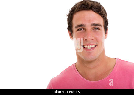 Close up portrait of handsome young man isolated on white Banque D'Images