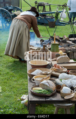 Guerre civile anglaise Cuisine à une reconstitution historique l'incorporation. UK Banque D'Images