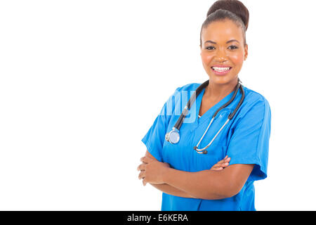 Beau young African doctor with arms crossed isolated on white Banque D'Images