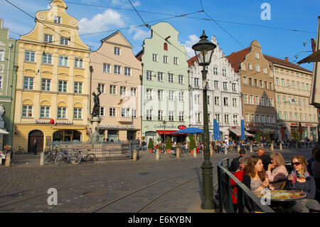 Augsbourg, place du marché, Moritzplatz, rue Maximilianstrasse, Maximilien, Romantische Strasse, Route Romantique, Bavière, souabe, Banque D'Images