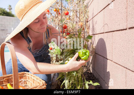 Close-up view of woman in garden Banque D'Images