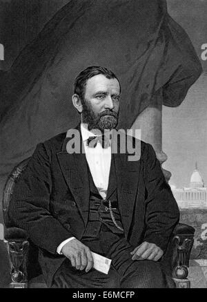 Ulysses S. Grant (1822-1885) gravure sur de 1873. 18e président des États-Unis au cours de 1869-1877. Banque D'Images