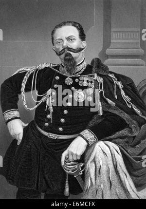 Victor Emmanuel II d'Italie (1820-1878) gravure sur de 1873. Premier roi d'une Italie unie depuis le 6e siècle. Banque D'Images