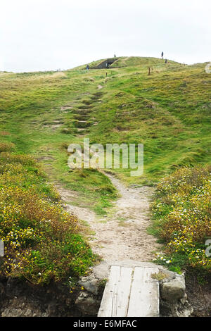 Barclodiad y Gawres, Bay, Tertre, près de conseil informatique, Anglesey, au nord du Pays de Galles Banque D'Images