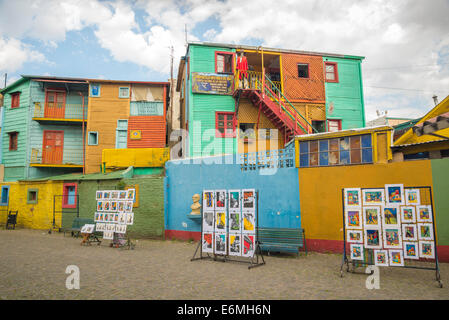 Conventillos (maisons) à l'immeuble de la rue Caminito, barrio (quartier) de La Boca, Buenos Aires, Argentine. Banque D'Images