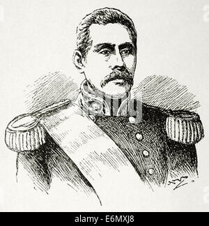 Susuga Malietoa Laupepa (1841-1898) a été la règle (Malietoa) de Samoa à la fin du xixe siècle. La gravure. Banque D'Images