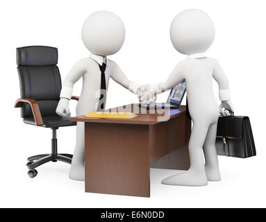 3D White Les gens d'affaires. La conclusion d'une affaire d'hommes d'affaires dans le bureau. Isolé sur fond blanc. Banque D'Images