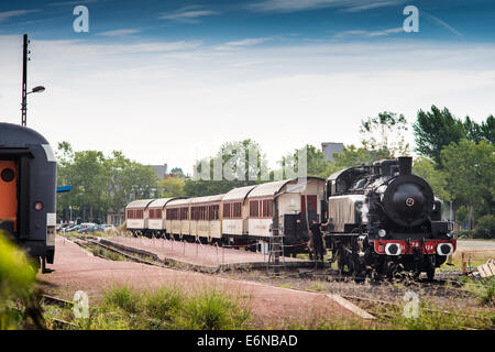 Locomotive à vapeur historique 'Pacific PLM 231 K 8' de 'train' Paimpol-Pontrieux Bretagne France Banque D'Images