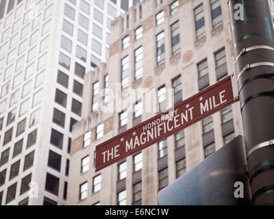 Une plaque de rue représentant le Magnificent Mile honoraire, également connu sous le nom de North Michigan Avenue à Chicago, Illinois. Banque D'Images