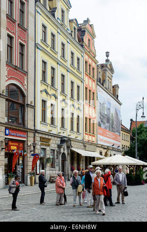 Maisons à pignon au marché du sel (Plac Solny) à Wroclaw, Pologne, Europe Banque D'Images