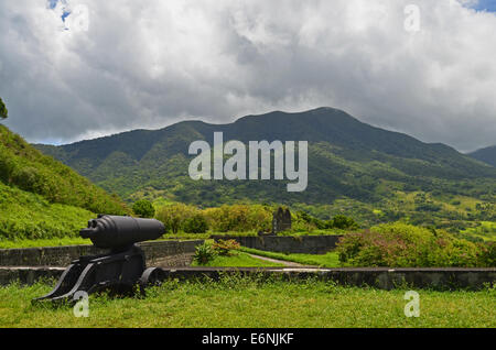 Cannon, Parc National de la forteresse de Brimstone Hill, St Kitts Banque D'Images