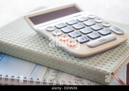 Calculatrice sur deux des cahiers, stock photo Banque D'Images
