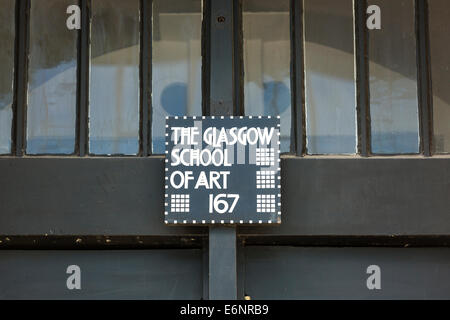 Entrée de la Glasgow School of Art, Renfrew Street, Glasgow, Scotland, UK Banque D'Images