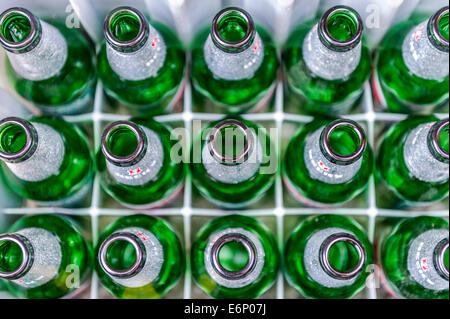 Caisse de bouteilles de bière vides Banque D'Images