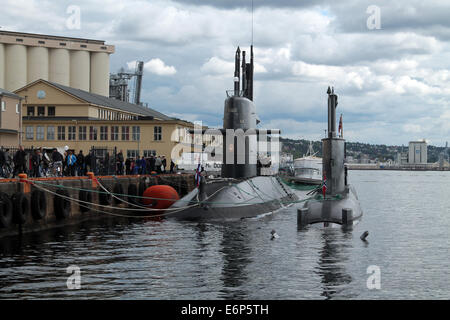 Morse néerlandais et norvégien sous-marins de classe ULA. Mai 2014, Oslo, Norvège, au cours de la Marine royale norvégienne des célébrations du 200e anniversaire. Banque D'Images