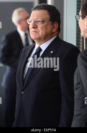 Berlin, Allemagne. 28 août, 2014. Le Président de la Commission européenne, Jose Manuel Barroso assiste à la "Conférence des Balkans de l'Ouest" à la chancellerie à Berlin, le 28 août 2014, visant à soutenir la situation économique et politique dans la région de l'Europe du Sud-Est. PHOTO : JOHN MACDOUGALL/dpa/Alamy Live News Banque D'Images