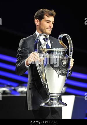 Monte Carlo, Monaco. 28 août, 2014. IKER CASILLAS le gardien du Real Madrid au cours de l'UEFA Champions League 2014 - 15 Tirage au Grimaldi Forum. Credit : Marcio Machado/ZUMA/Alamy Fil Live News Banque D'Images