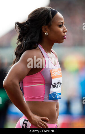 Natasha HASTINGS, 400M Diamond League 2014 Sainsbury's Grand Prix de Birmingham, Alexander Stadium, UK Banque D'Images