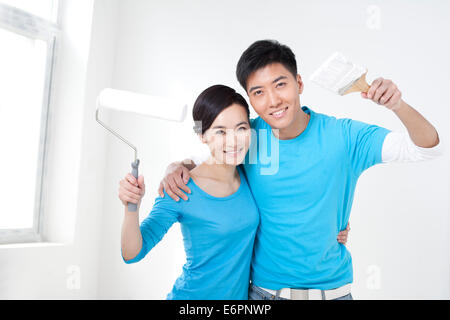 Heureux couple painting Banque D'Images