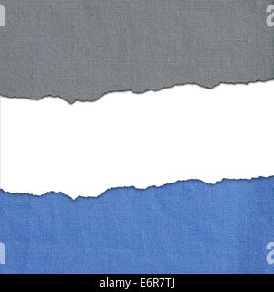 A l'arrière-plan de bandes de tissu gris bleu avec du texte en blanc l'espace Banque D'Images