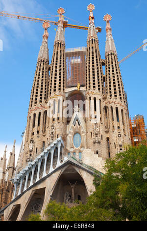 Barcelone, Espagne - 27 août 2014 : La Sagrada Familia, la cathédrale conçu par Antoni Gaudi Banque D'Images