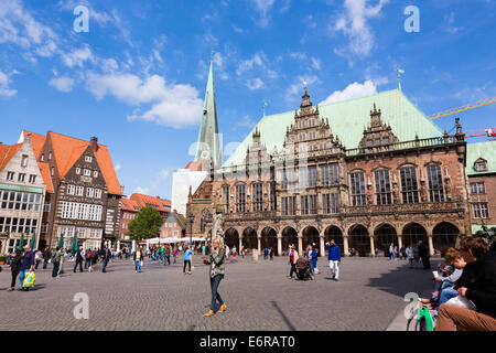 Am Markt avec le Rathaus, Alt Stadt, Brême, Allemagne Banque D'Images