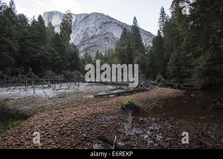 Los Angeles, Californie, USA. 25 août, 2014. Yosemite Yosemite Falls Creek en dessous est à sec dans la vallée Yosemite le 25 août 2014 dans le Parc National de Yosemite, en Californie. © Ringo Chiu/ZUMA/Alamy Fil Live News Banque D'Images