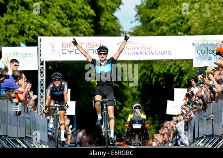 Action de la British Road Cycling Championships 2010. L'orge du Lancashire. L'orge du Lancashire. Geraint Thomas remporte le titre. Banque D'Images