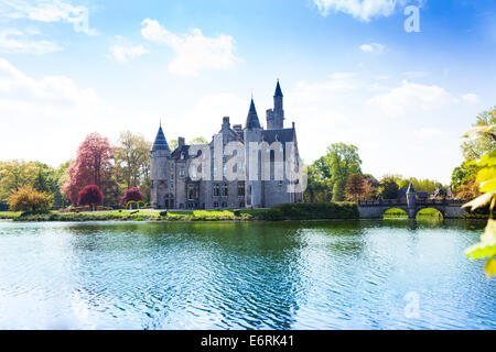 Avis de Bornem Château de la rivière Banque D'Images