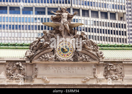 Réveil et Hercules, Mercure et Minerve sculptures, la gare Grand Central Terminal, New York City, New York, USA Banque D'Images