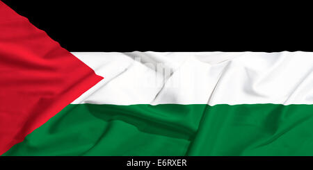 La Palestine drapeau sur un drap de soie forme Banque D'Images