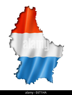 Luxembourg Carte Drapeau, trois dimensions, render, isolated on white Banque D'Images