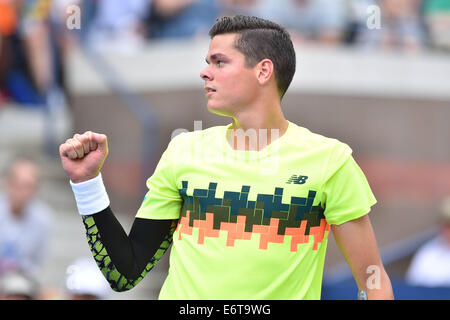 Flushing Meadows, New York, USA. 30e Août, 2014. US Open Tennis championships. Milos Raonic (Can) : Action de Crédit Plus Sport/Alamy Live News Banque D'Images