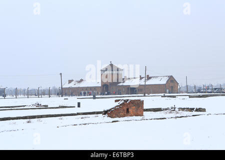 Camp de concentration et d'extermination d'Auschwitz-Birkenau en hiver Banque D'Images