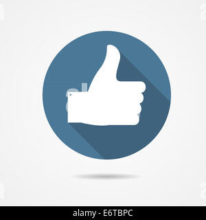 Vector Illustration of Blue thumb up avec ombre portée de l'icône Banque D'Images