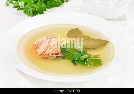 La soupe de poisson avec du saumon Banque D'Images