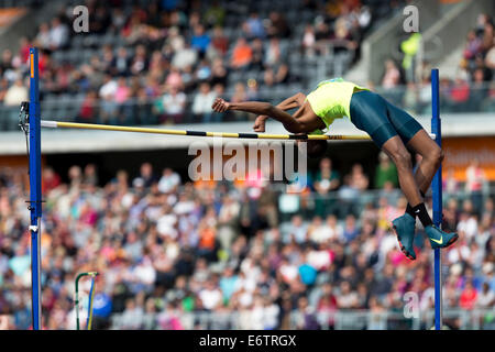 Mutaz Essa BARSHIM, saut en hauteur, Diamond League 2014 Sainsbury's Grand Prix de Birmingham, Alexander Stadium, UK Banque D'Images