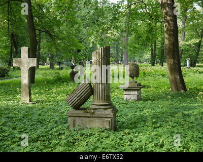 Vieux cimetière ruines avec traverse en Lettonie Banque D'Images