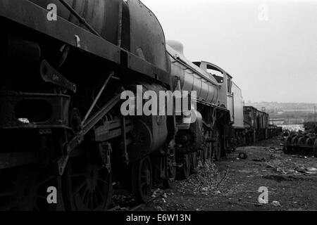 Ex rebutée British Railways locomotives à vapeur à woodhams ferrailles barry island au Pays de Galles en 1974 Banque D'Images