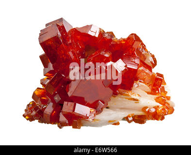 La Vanadinite (Pb5(VO4)3Cl) cristal sur matrice - Mibladen, Maroc Banque D'Images