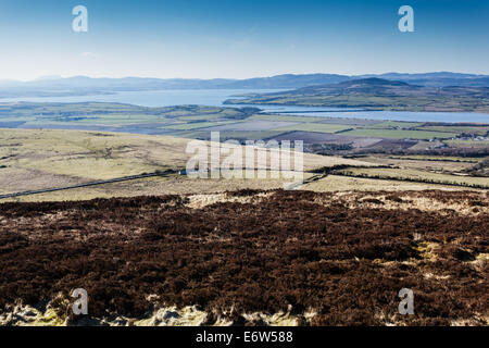 Le fort circulaire Aileach Grianan colline sacrée ancien peuple vues Lough Swilly Lough Foyle, comté de Donegal et Tyrone Archeol Derry Banque D'Images