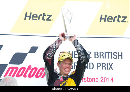 Silverstone, UK. 31 août, 2014. MotoGP 2. Grand Prix de Grande-Bretagne. Esteve Rabat le podium. Credit : Action Plus Sport/Alamy Live News Banque D'Images