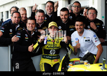 Silverstone, UK. 31 août, 2014. MotoGP 2. Grand Prix de Grande-Bretagne. Maverick Viñales après la course. Credit : Action Plus Sport/Alamy Live News Banque D'Images