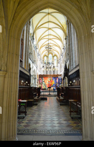 Nef de l'intérieur de la cathédrale de Chichester, Chichester, West Sussex, Angleterre, Royaume-Uni Banque D'Images