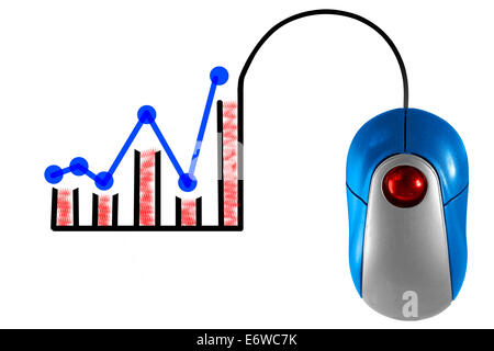 Graphique à barre représenté par le câble de la souris de l'ordinateur Banque D'Images